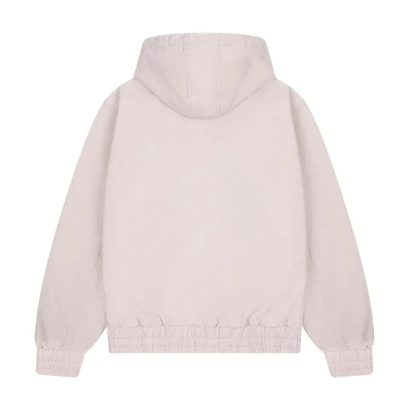 Retro Cherry Blossom Embroidery Oversize Zipper Hoodie