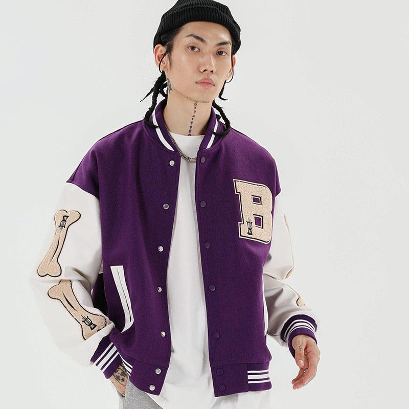 Letter Patchwork Unisex Bomber Jacket