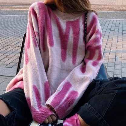 Line-in Knitted Women Long Sleeves Striped Sweater