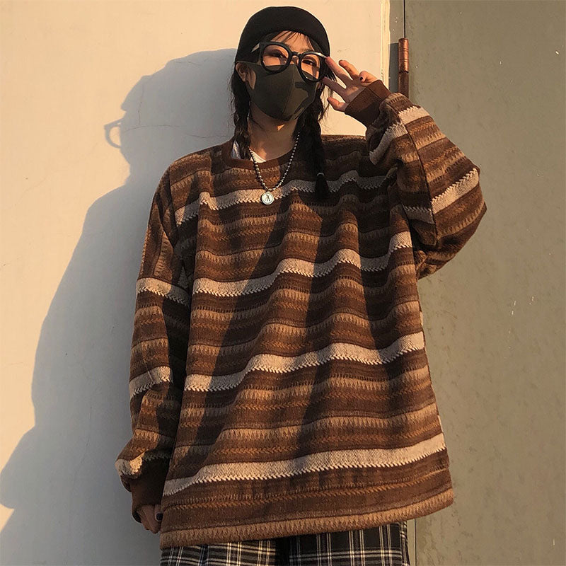 Women Striped Knitted Oversize Sweater