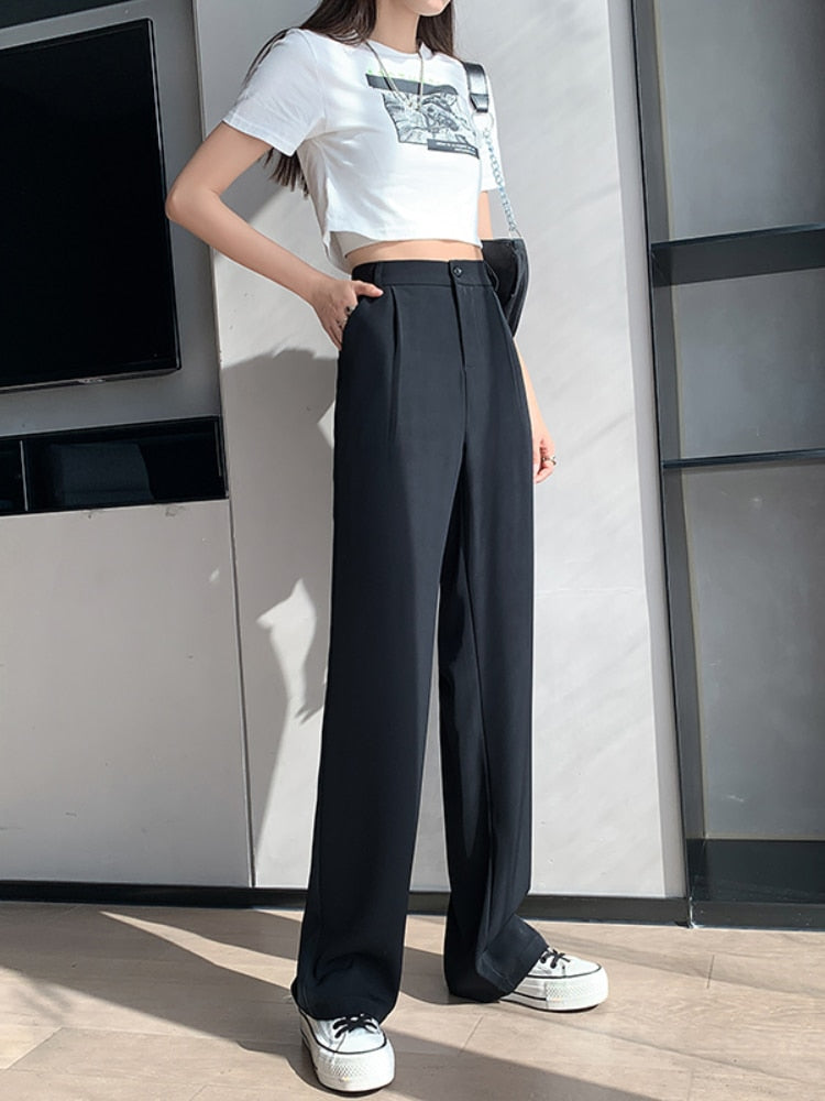 Women Casual Loose High Waist Leg Pants