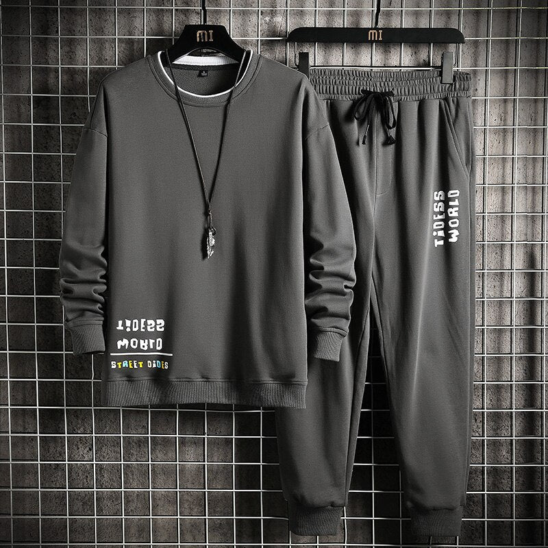 Men Printed Long Sleeve 2 Piece Sweater & Trouser