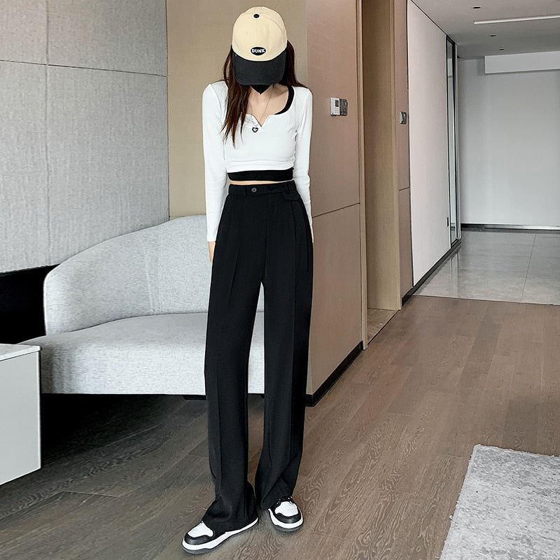 Women Casual Loose High Waist Leg Pants