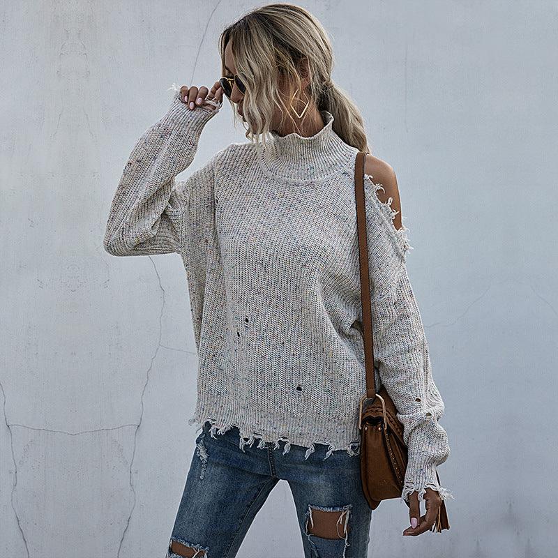 Cross-border Loose Shoulders Long Sleeve Sweater - Elysian