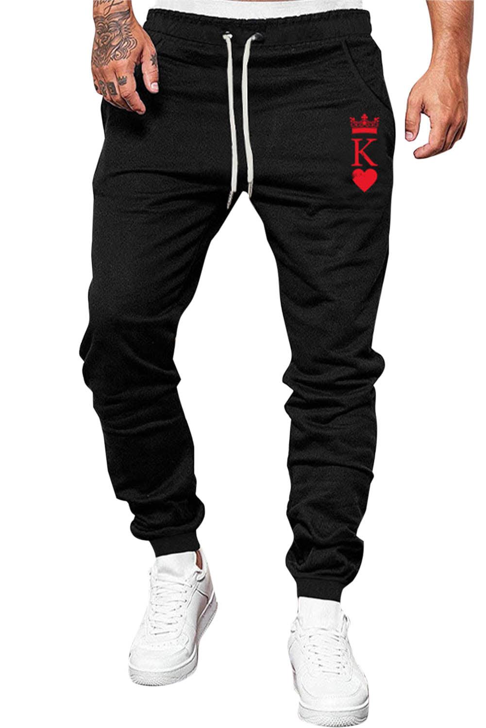 Black K Heart Graphic Men Sweatpants - Elysian