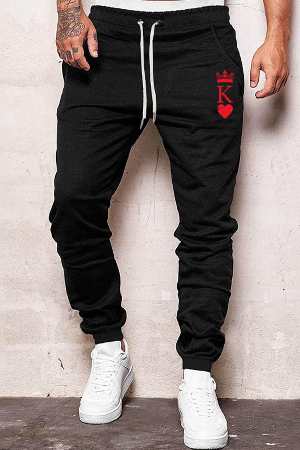 Black K Heart Graphic Men Sweatpants - Elysian