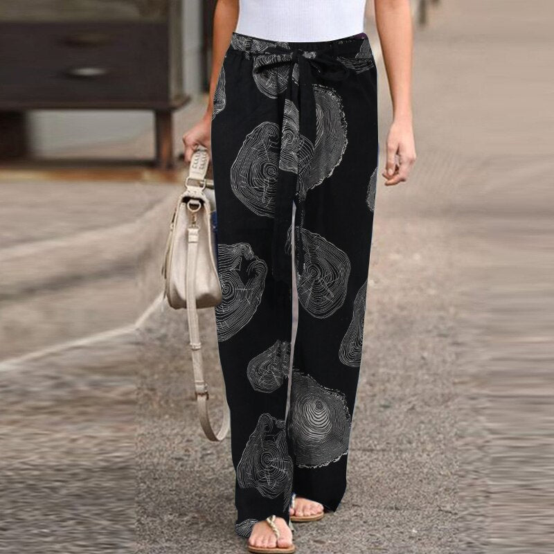 Women’s Casual Elastic Waist Printed Trouser