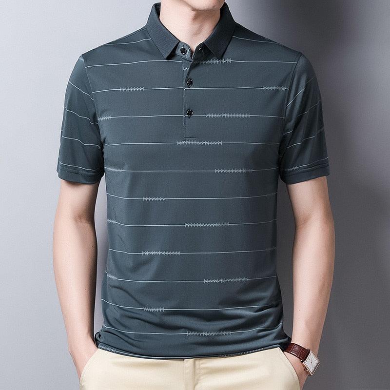 Short Sleeve Striped Summer Cool Polo Shirt - Elysian