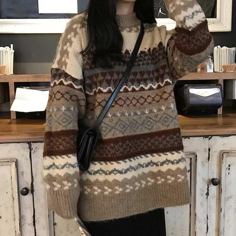 Vintage Knitted Korean Style Women Sweater - Elysian