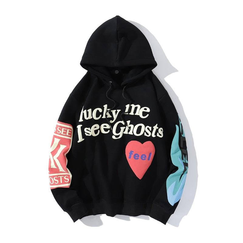 Women Graffiti Letter Print Fleece Hoodie - Elysian