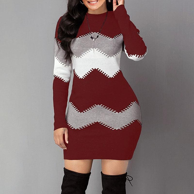 Long-sleeved Multicolour Slim-fit Knitted Sweater - Elysian