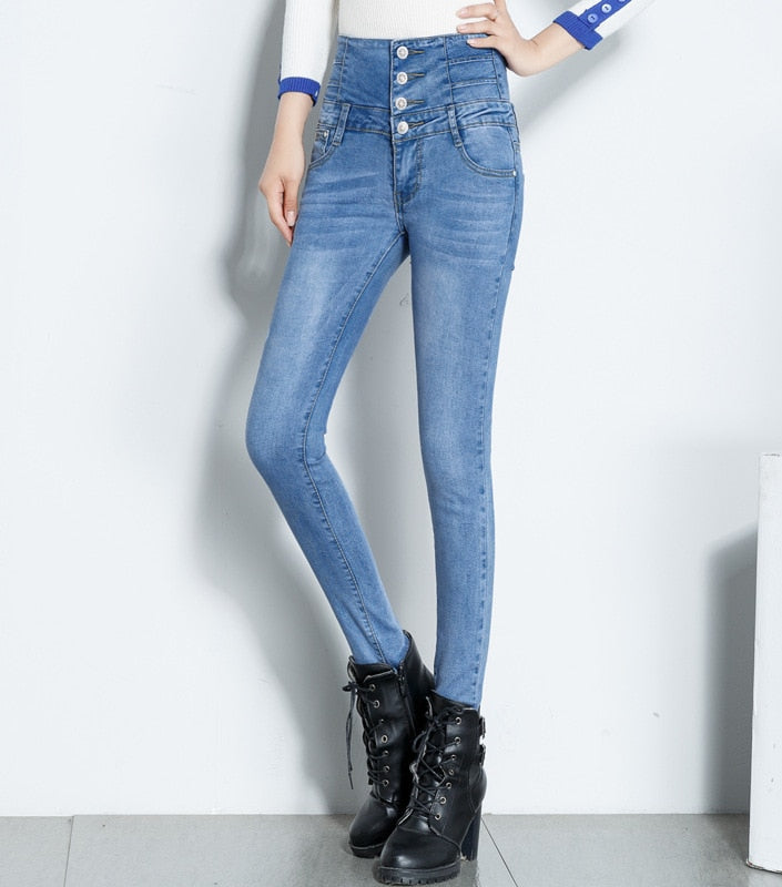 Womens Skinny High Waist Denim Jeans