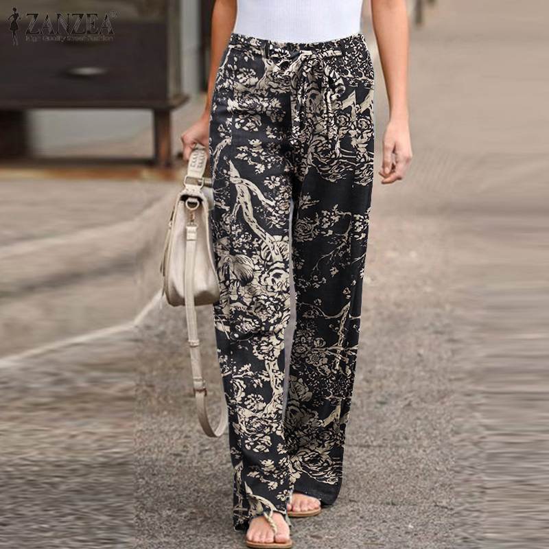 Women’s Casual Elastic Waist Printed Trouser