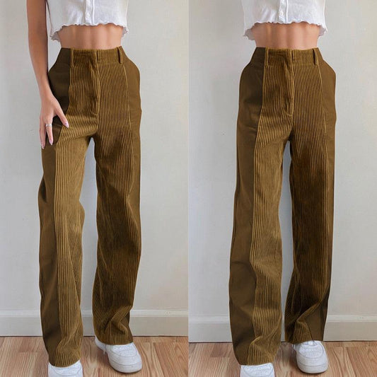 Corduroy Patched High Waist Vintage Women’s Trouser - Elysian