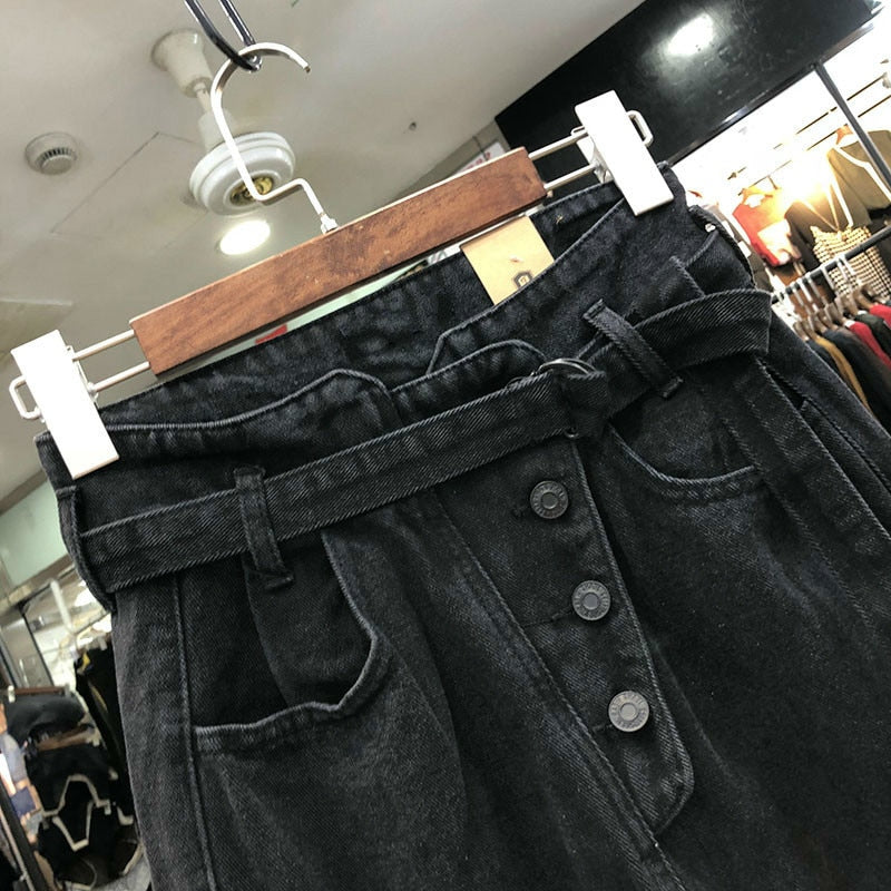 High Waist Baggy Denim Black Jeans