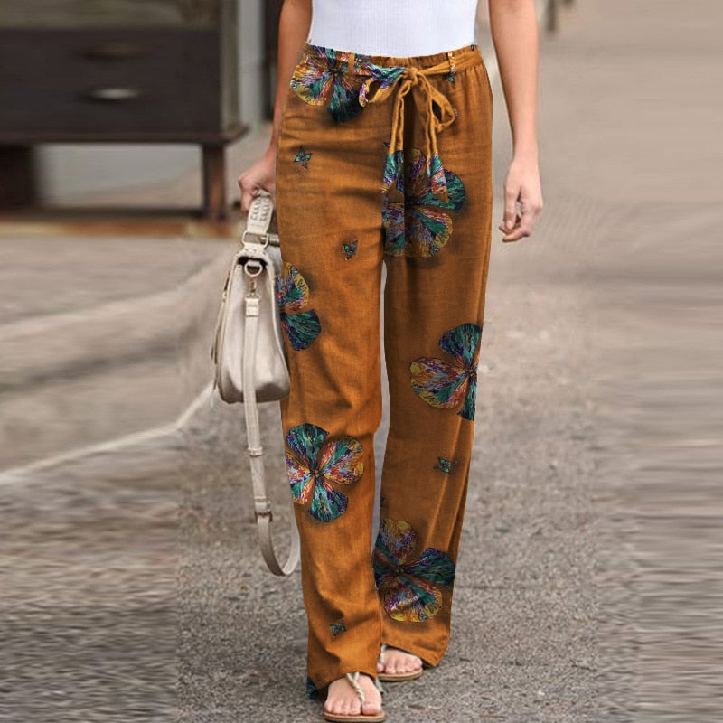 Women’s Casual Elastic Waist Printed Trouser