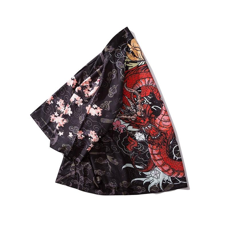 Japanese Style Anime Dragon Printed Thin Oversized Jacket - Elysian