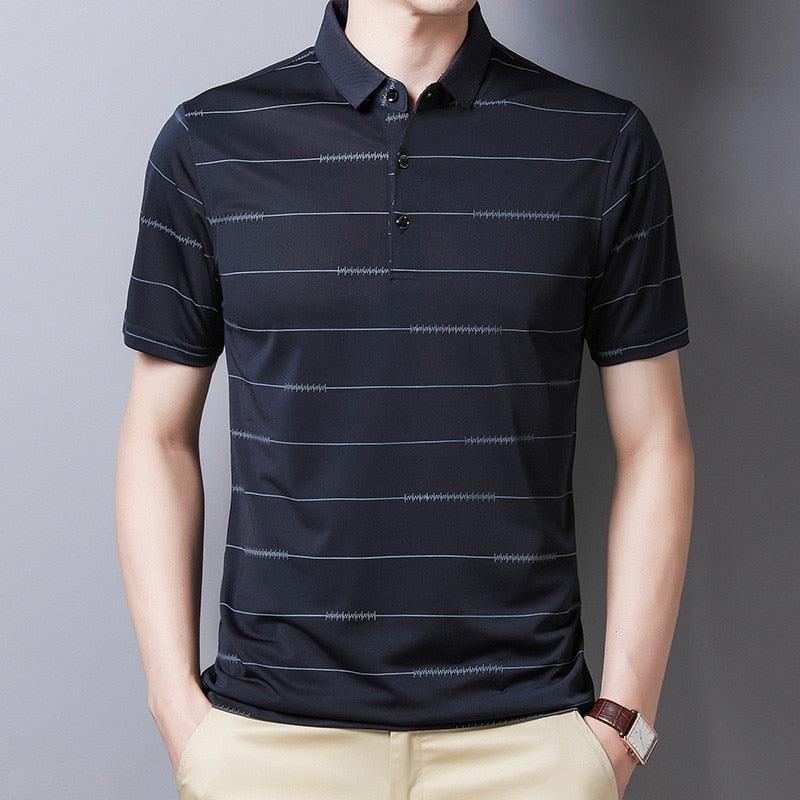 Short Sleeve Striped Summer Cool Polo Shirt - Elysian