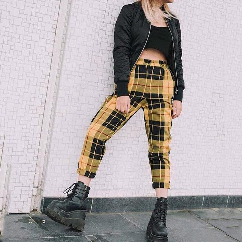 Plaid Harem Streetwear Sweat Check Trouser - Elysian