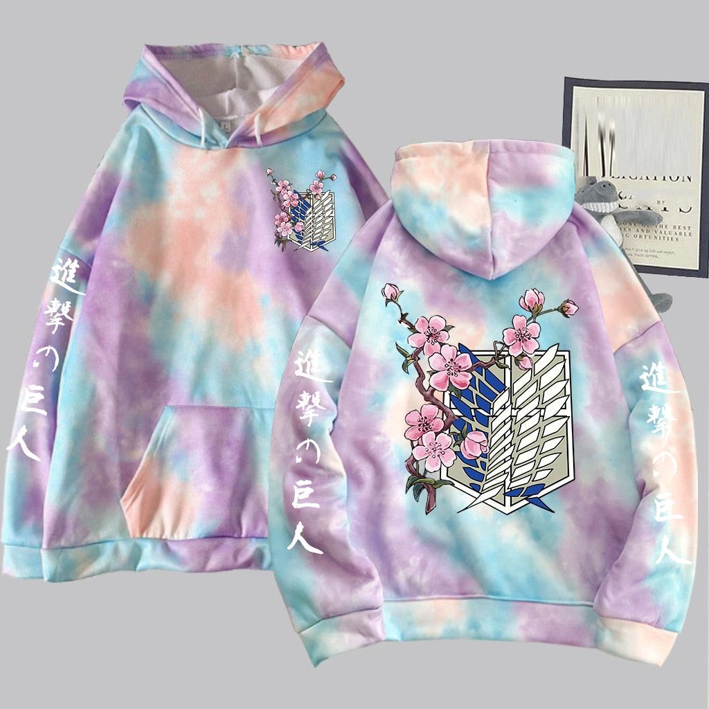 Tie-dye Anime Attack on Titan Long Sleeves Hoodie - Elysian