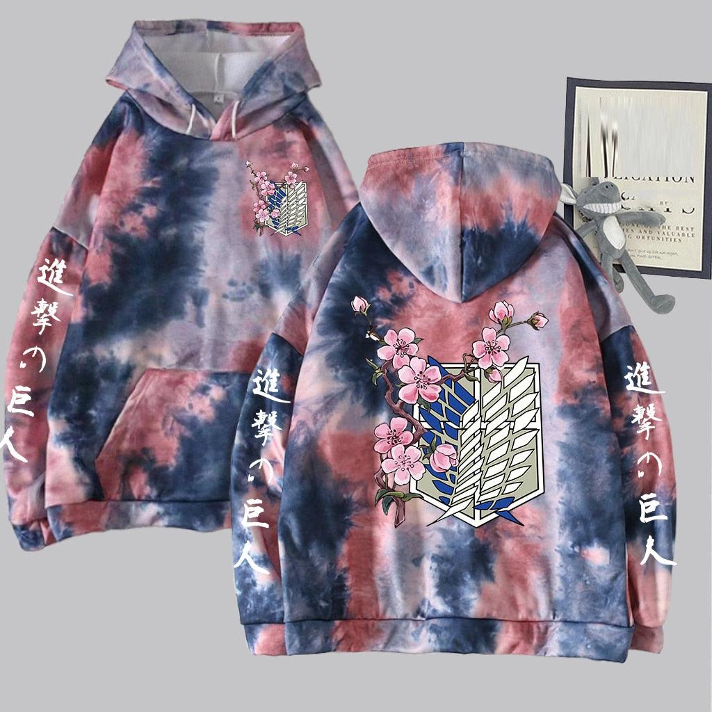 Tie-dye Anime Attack on Titan Long Sleeves Hoodie - Elysian