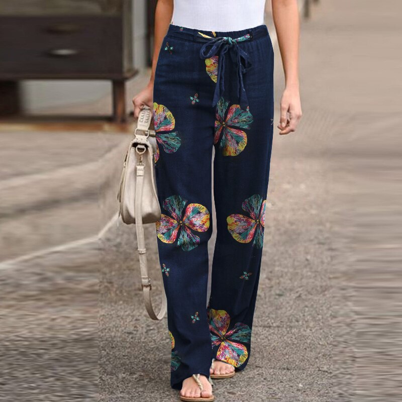 Women’s Casual Elastic Waist Printed Trouser