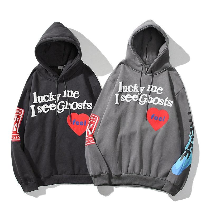 Women Graffiti Letter Print Fleece Hoodie - Elysian