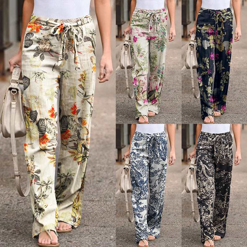 Women’s Casual Elastic Waist Printed Trouser