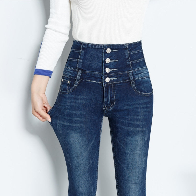 Womens Skinny High Waist Denim Jeans