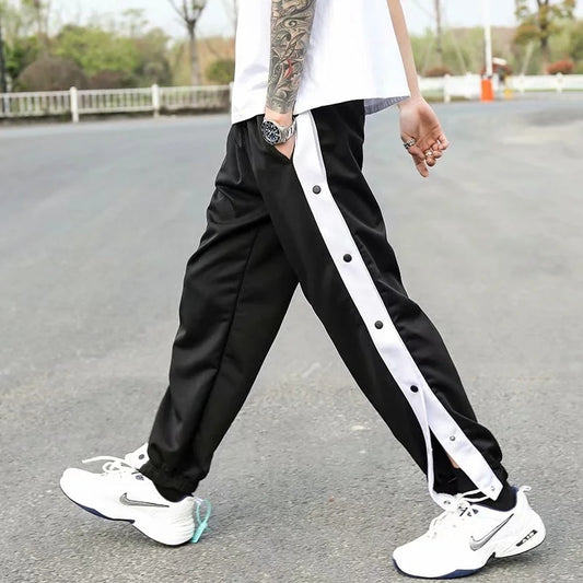 Mens Casual Side Bottom Joggers Trouser