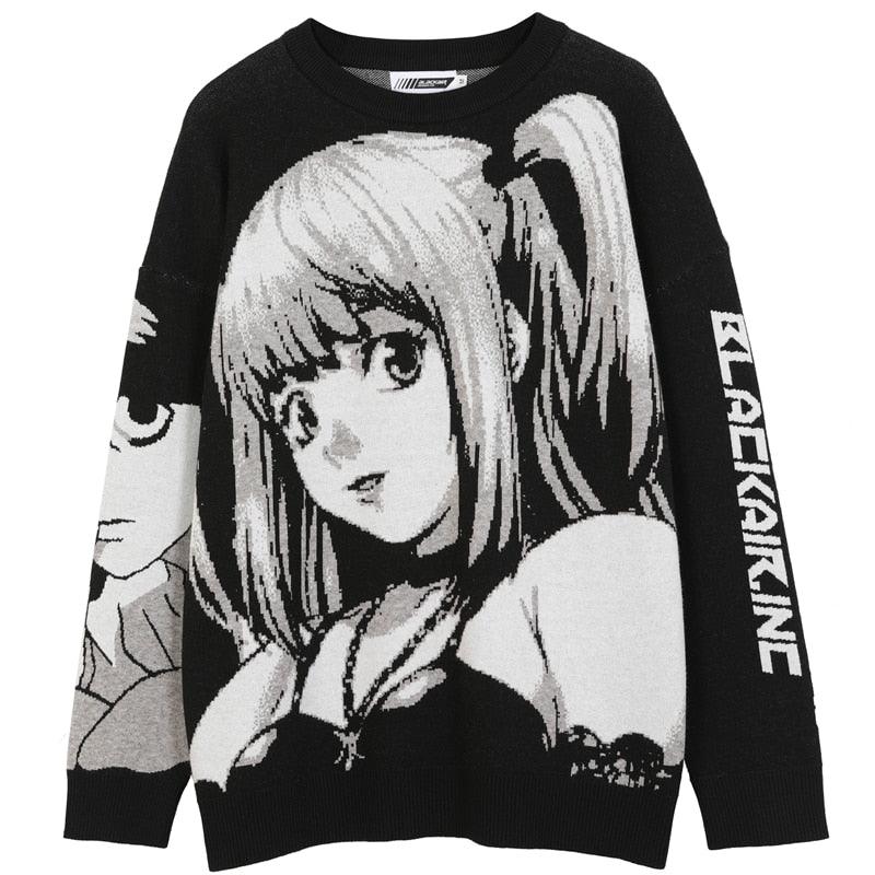 Vintage Japanese Anime Girl Knitted Cotton Pullover Sweater - Elysian