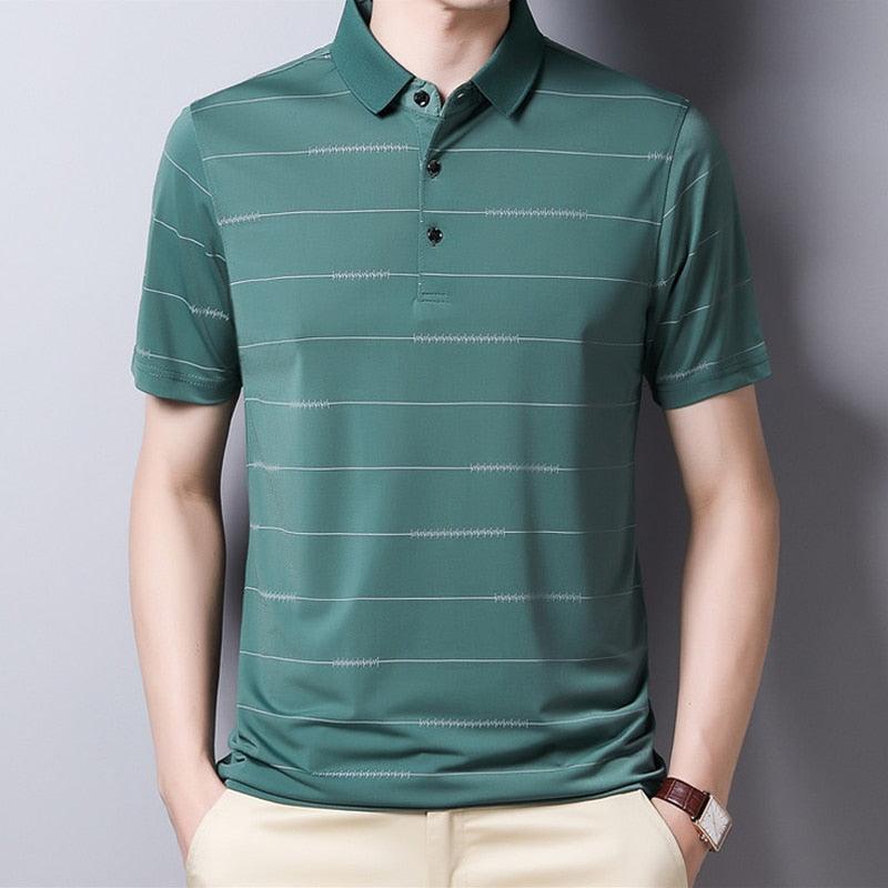 Short Sleeve Striped Summer Cool Polo Shirt - Elysian