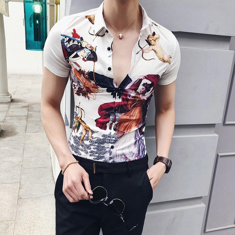 Men’s Slim Fit Casual Printed Short Sleeve Shirt - Elysian