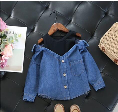 Little Girl Blouse Shirt Casual Denim Tops - Elysian