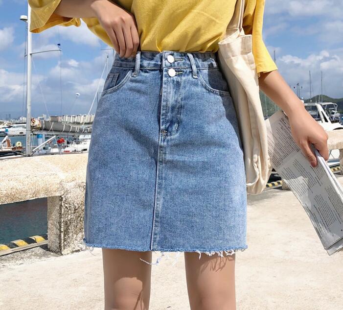 Ripped Patterned Denim Short Skirt