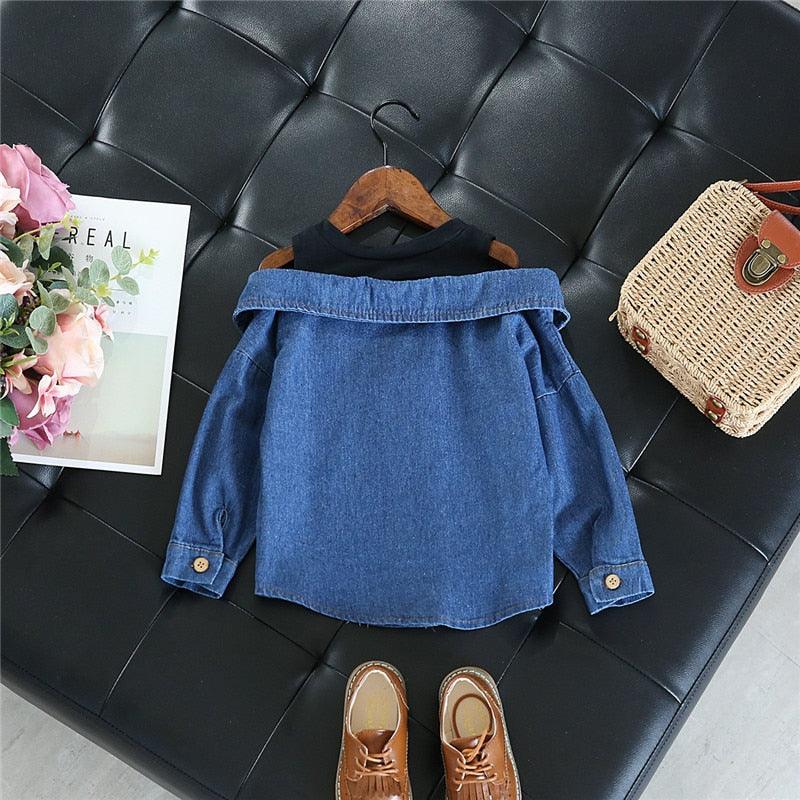 Little Girl Blouse Shirt Casual Denim Tops - Elysian