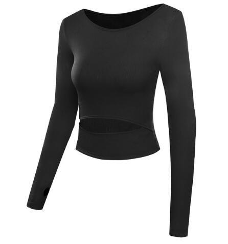 Gym White Yoga Crop Long Sleeve Workout Tops - Elysian