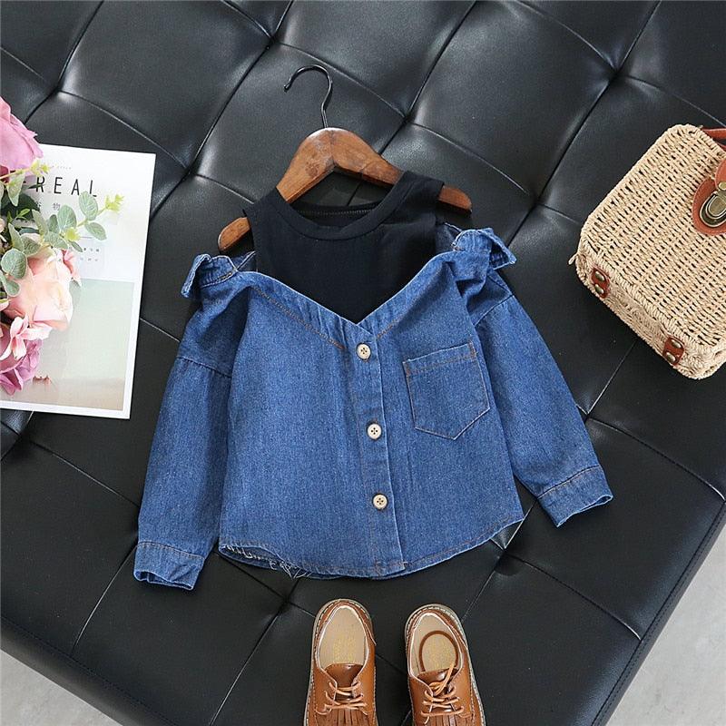 Little Girl Blouse Shirt Casual Denim Tops - Elysian