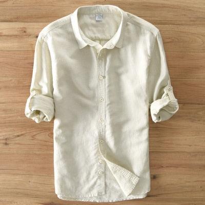 Men’s Smooth Casual Slim Fit Linen Long Sleeve Shirt - Elysian