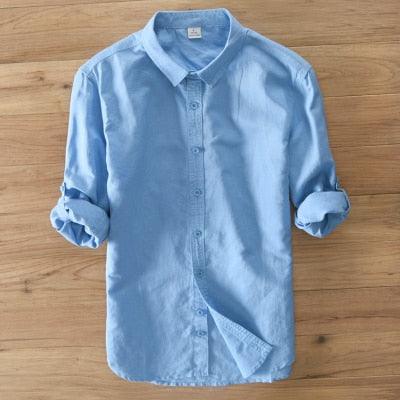 Men’s Smooth Casual Slim Fit Linen Long Sleeve Shirt - Elysian