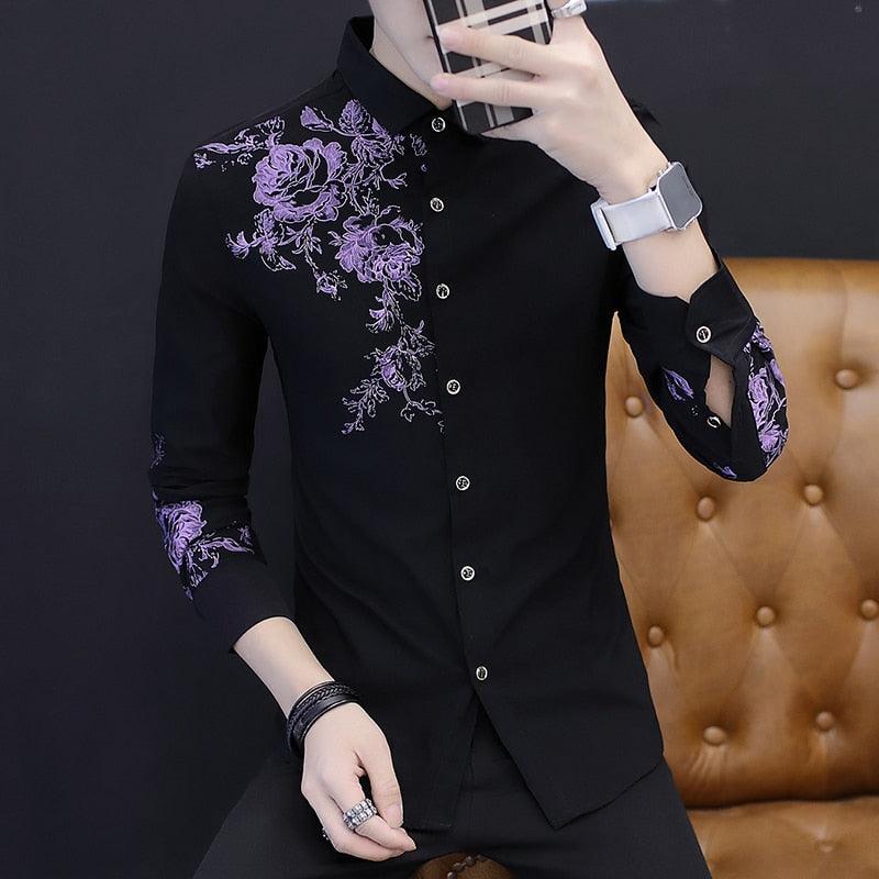 Men’s Long Sleeve Printed Fashion Shirt - Elysian