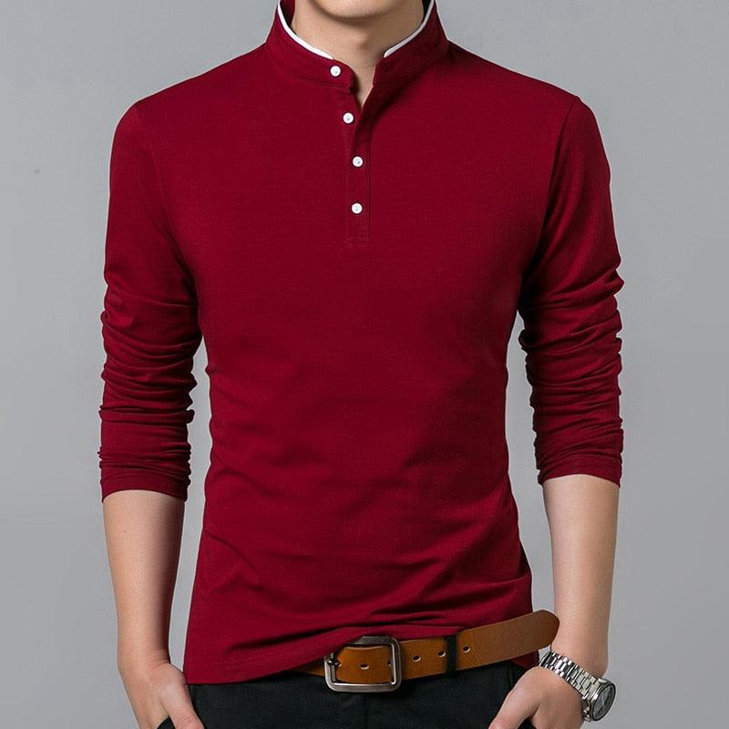 Men’s Cotton Long Sleeve Solid Colour T-Shirt - Elysian