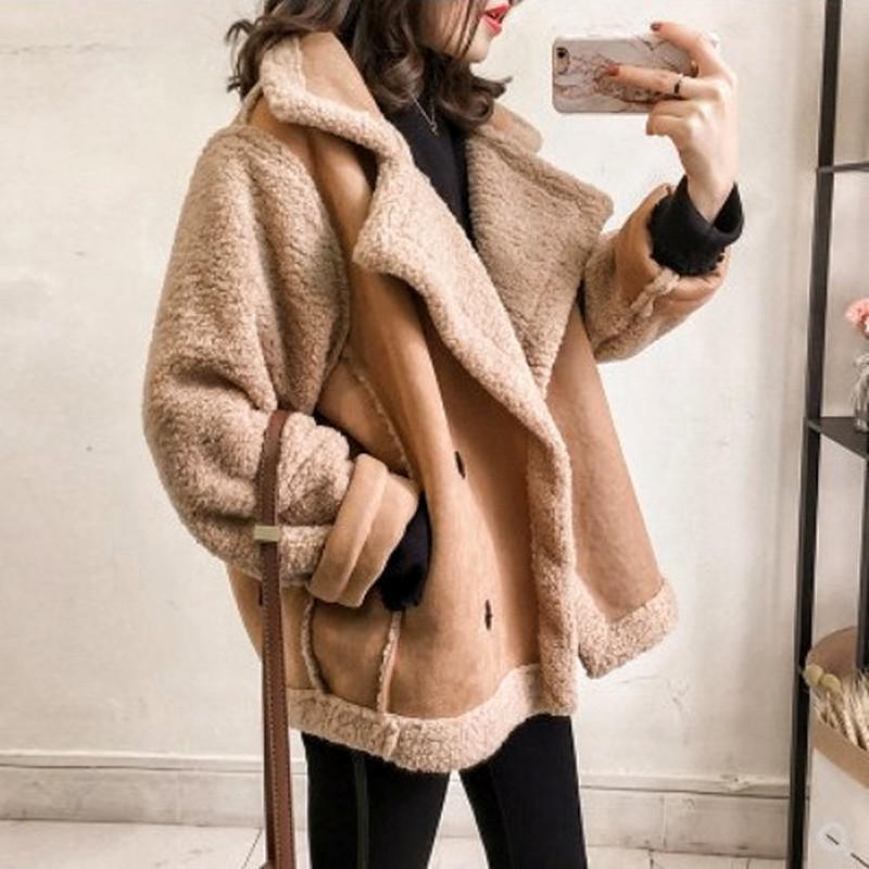 Women’s Oversized Teddy Jacket Fur Collar Coats - Elysian