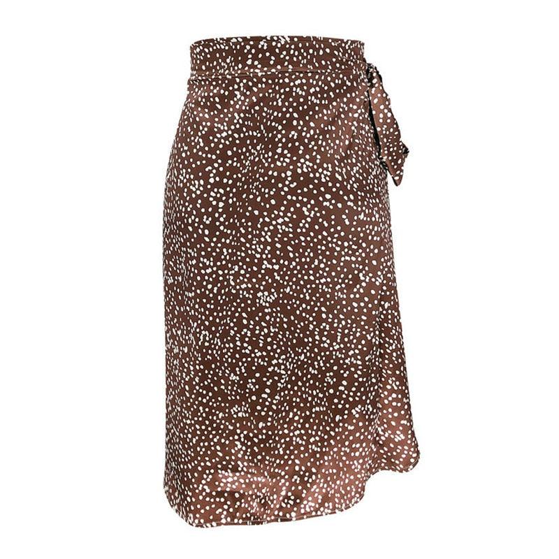 Lady Bandage Wraps Dots Printed Asymmetric Skirts - Elysian