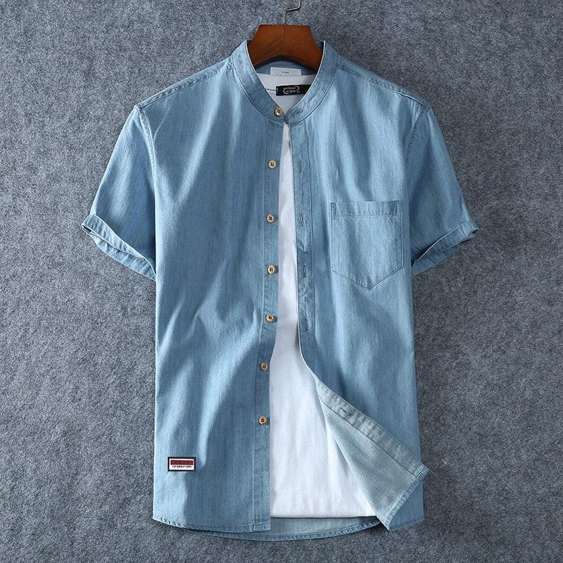 Plus Size Denim Cotton Summer Shirt - Elysian