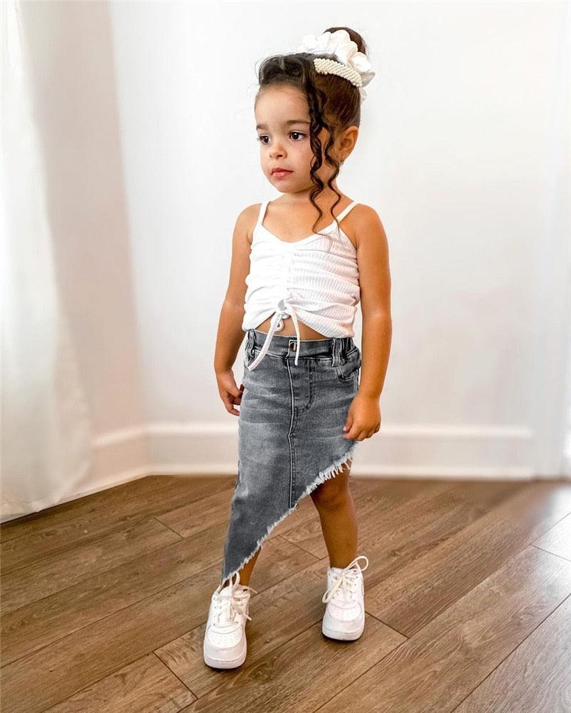 Kids Mini Crossed T-shirt Tops and Denim Pants - Elysian