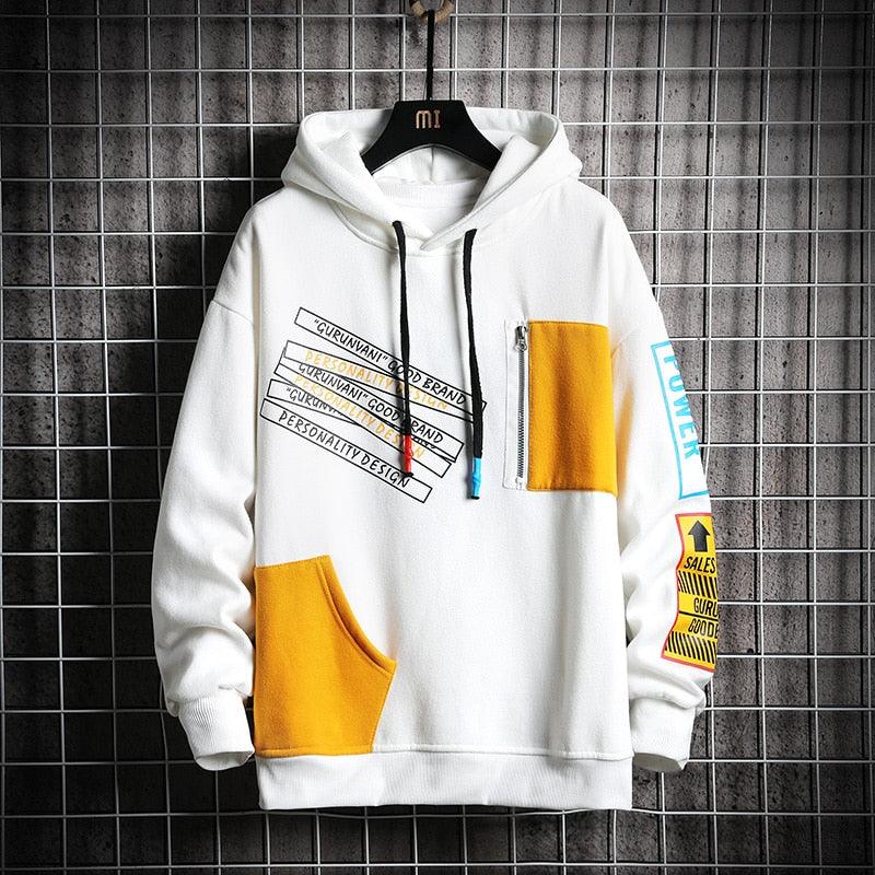 Men’s Fleece Winter Patchwork HipHop Hoodie - Elysian