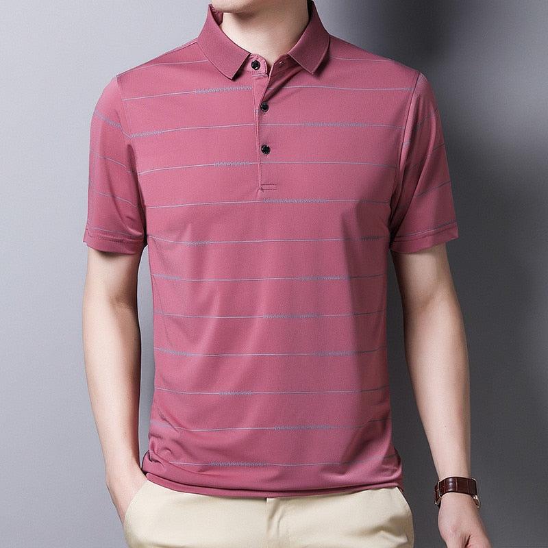 Short Sleeve Striped Summer Cool Polo Shirt - Elysian