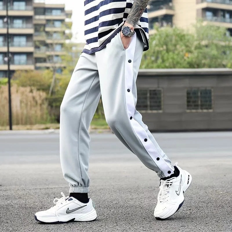 Mens Casual Side Bottom Joggers Trouser