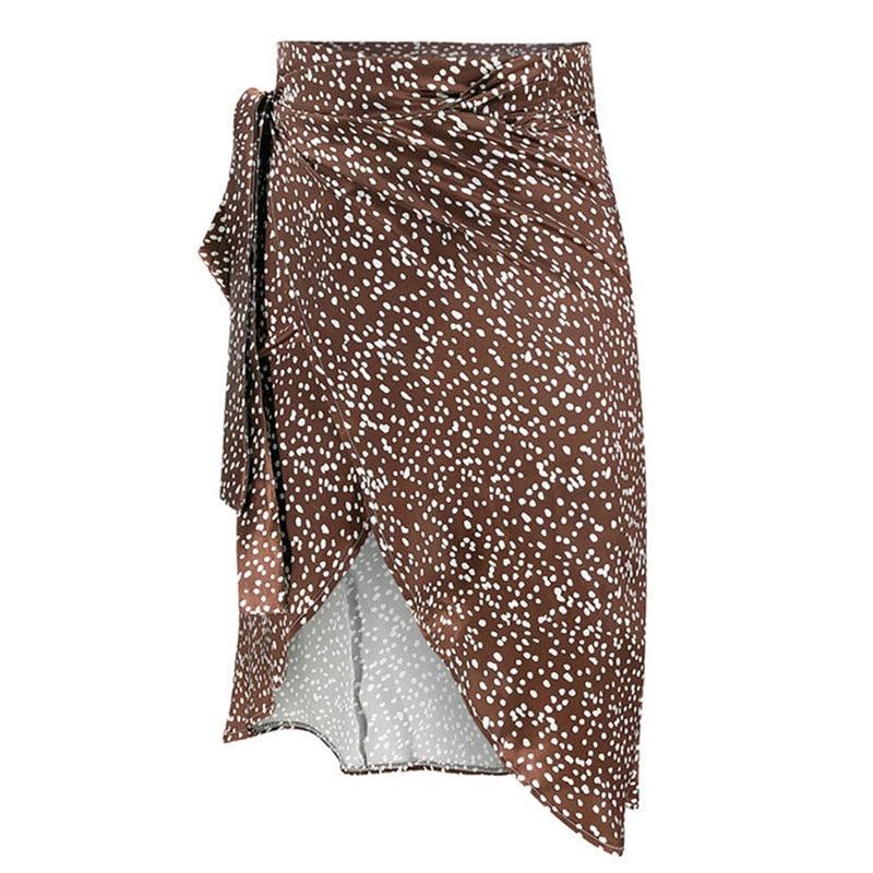 Lady Bandage Wraps Dots Printed Asymmetric Skirts - Elysian